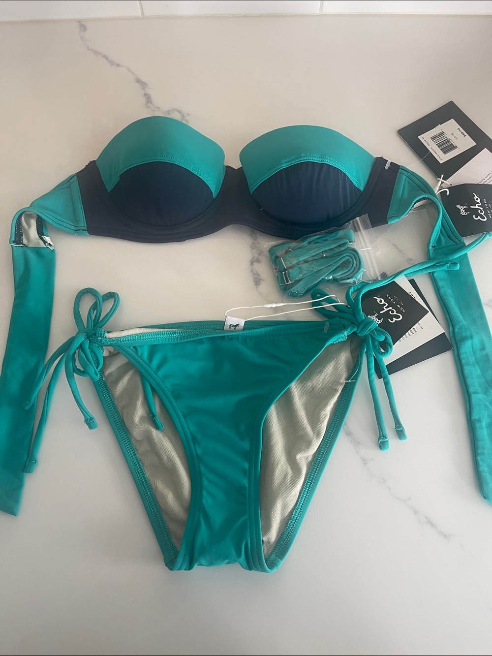 Echo Teal Bandeau Two-Piece Bikini Set
